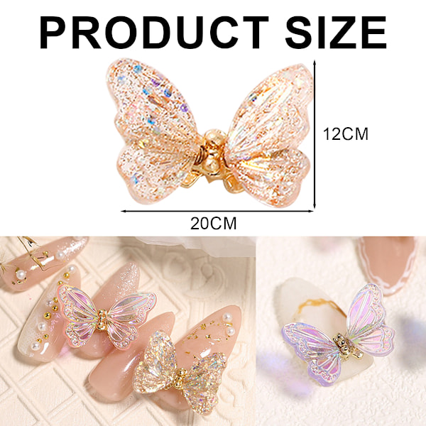 6 st Aurora Magic Resin Nagelfil med fjäril med fjäder som dansar nageltillbehör