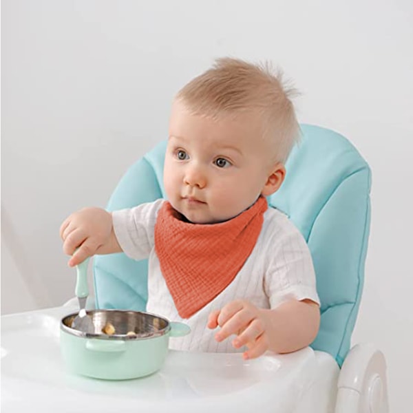 Babyhaklappar 10-pack, Bandana-stil, Bomullsmaterial, Unisex för Pojkar och Flickor, 10 Unika Färger för Tandspottning och Drool