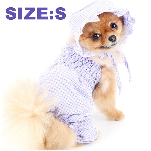 Hundepyjamas med fødder Sød Plaid til små hunde Søde katte Piger Overalls Skjorter Bukser med hætte Kæledyr Hvalpe Tøj