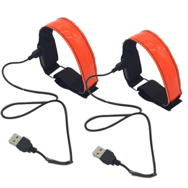 2 st USB Laddningsbara Upplysta Armband med Ljussatt Handledsrem
