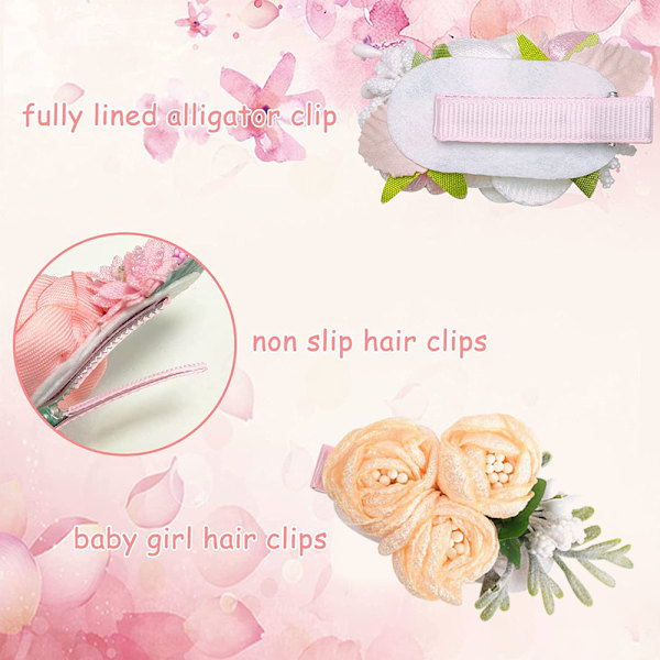 Blomsterhårklipp for jenter, 6 stk. blomsterhårtilbehør