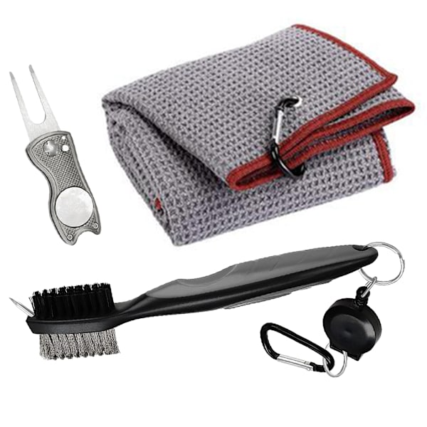 Mikrofiber Golf Håndklæde med Waffle Mønster | Klub Rille Rengøringsbørste | Foldbar Divot Værktøj med Magnetisk Boldmarkør