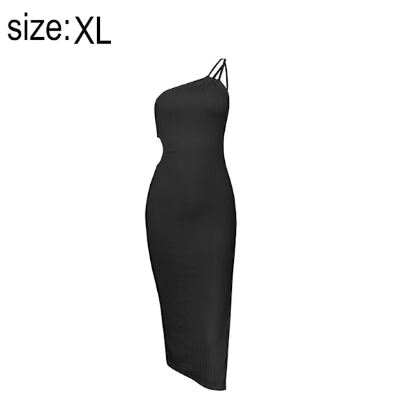 Kvinners En-Skulder Snørebånd Hullet Split Hem Bodycon Midi Kjole