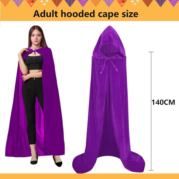 Unisex voksen hættekappe lang fløjlskappe Halloween Cosplay kostumer Purple