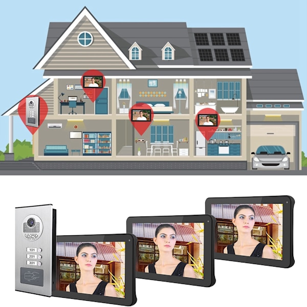 9-tums Smart Touchscreen Trådlös WIFI Intercom Dörrklocka System Videomonitor App 100-240V US
