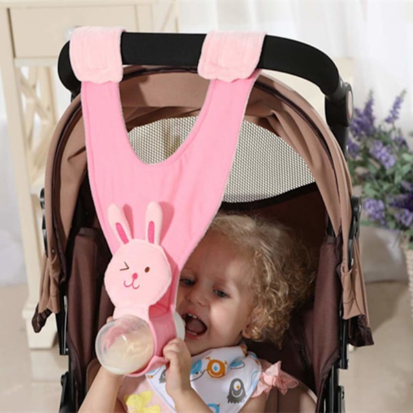 Justerbar Babyflaskeholder for Håndfri Flaskemating Hengende Barnevogn Seng Fiksering Drikkemating Brakett Stropp Magisk Klistremerke