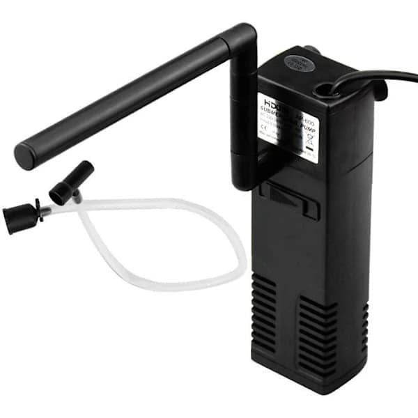 Internt akvariefilter 3 W/4 W 20L-60L Justerbart internt filter med filtersvamper, lett å bruke og vedlikeholde