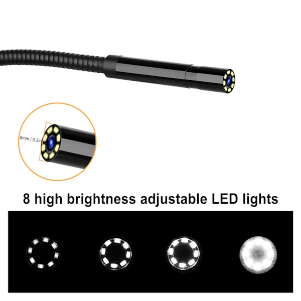 P30 8mm 1080P Industriel Endoskop med Dobbelt Linse og 4,3 tommer LCD Skærm Justerbar 8+1 Lys (1 m / 3,3ft)