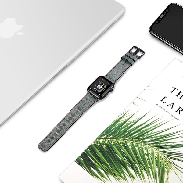 Kompatibel med Apple Watch-reim 38-40 mm / 42-44 mm, ekte lærreim som erstatning for Apple Watch Series 5/ 4/3 /2 /1