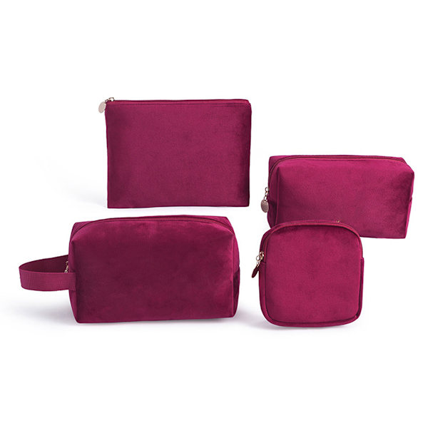 4-pack Reseväska för smink - Preppy Kosmetikväska i Nylon med Dragkedja - Reseväska för Toalettartiklar