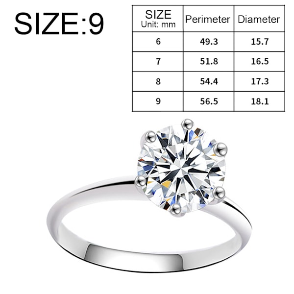 Moissanit Förlovningsring, Klassisk Förlovningsring för Kvinnor, 925 Sterling Silver