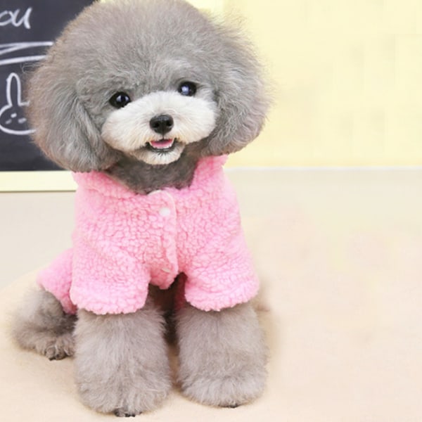 Hundepyjamas Vinter Hundegenser Varmt Valpefleece Kjæledyrklær Antrekk Hundeforestilling (Rosa)