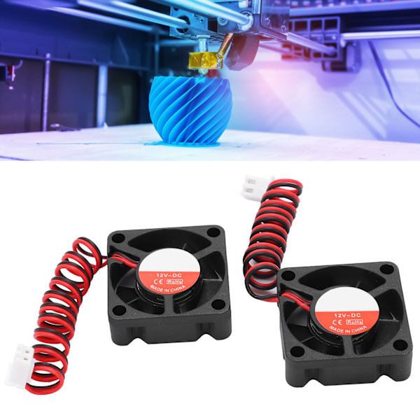 2 st 3D-skrivarfläkt Lågbrus Kylfläkt Passar för Ender‑3 Ersättningsdel 30x30x10mm DC12V