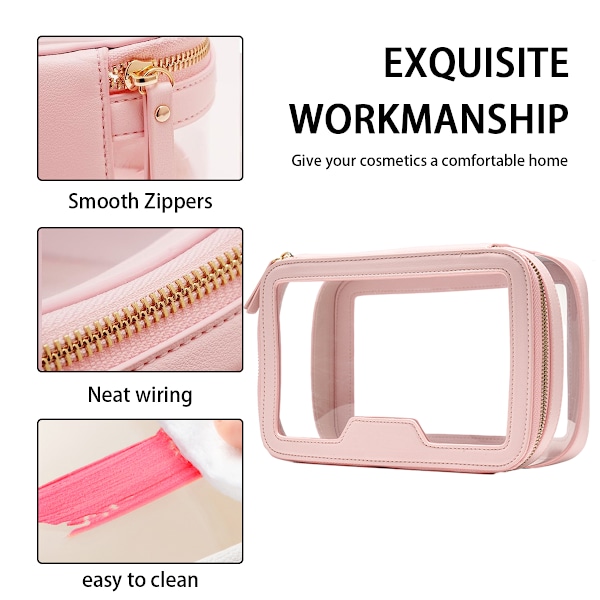 Klar Makeuptaske Toilettaske Multifunktionel Rejsetaske Makeuptogkasse Bærbar Kosmetik Organizer Transparent Opbevaringstaske Hvid