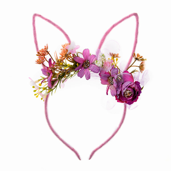 Påskkaninöron-Hårband med Blommor Huvudbonad för Kvinnor Flickor