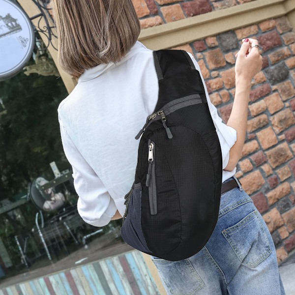 Männs ryggsäck liten crossbody bröstrem ryggsäck hopfällbar sportväska utomhus axelväska