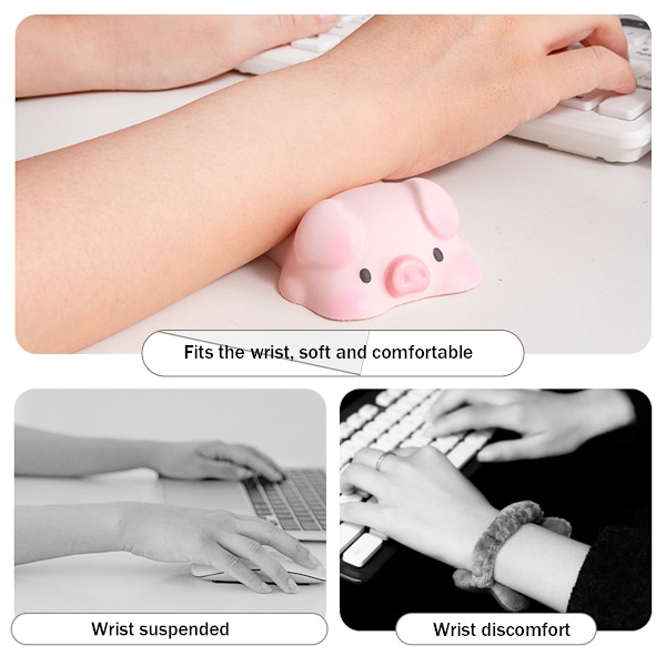 Sødt håndledsstøtte til mus Computer armstøtte til skrivebord Ergonomiske kontorartikler PU musemåtte (Pink Gris)