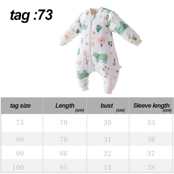 Imeväisen pitkähihainen puuvillainen unimakuupussi jaloilla, piirretty pyjama