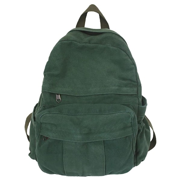 Laptop Ryggsäck för Kvinnor Resa Canvas Ryggsäck för Kvinnor Vintage Grön Estetisk Ryggsäck för Skola