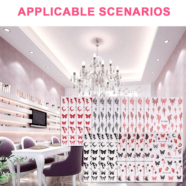 20 Ark Fjärilsnagelstickers Nageltillbehör för Nagelkonst Dekorationer Tillbehör, Flera Färger, 10.5*8cm