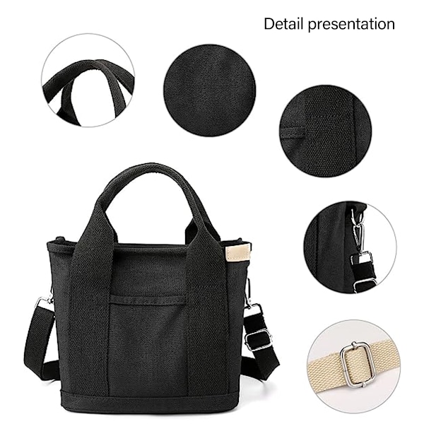 Liten totebag Liten Söt Canvas Tote Crossbody Axelväska /Flera Fack Mini Casual Satchel Messenger Väska