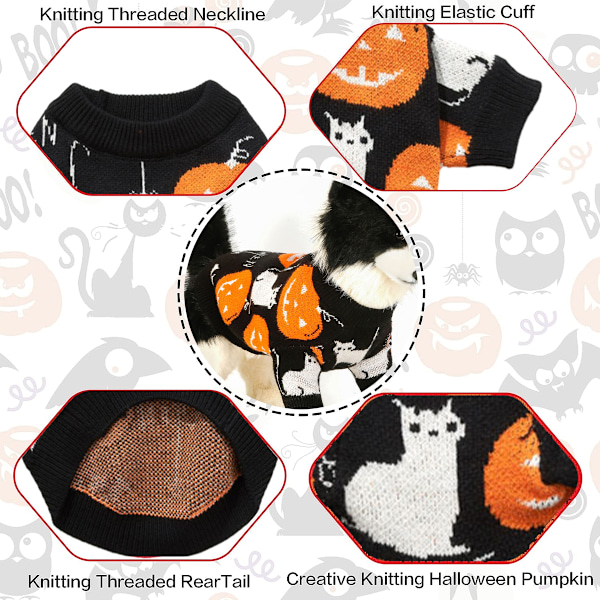 Kurpitsa-neuletakki koiralle ja kissalle Halloween-asuun Koiran Halloween-asu Lemmikin Halloween-neuletakki kissalle kurpitsalla