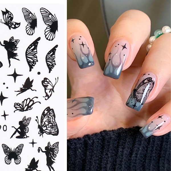 12 Ark Nagelkonst Dekaler, Enkla Självhäftande Dekaler, för Flickor Kvinnor Naglar Konst DIY Dekoration