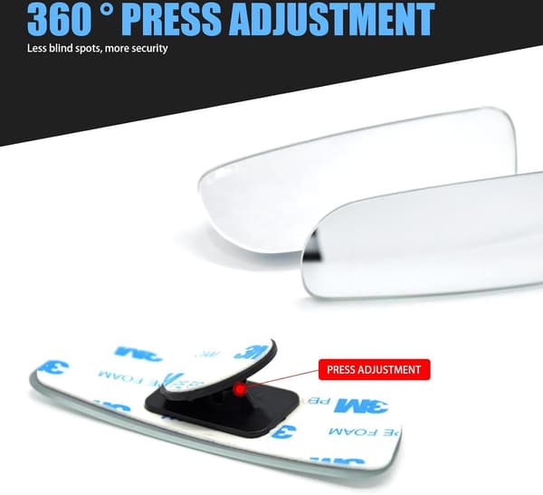 Blind Spot Mirror, Wide Angle HD Rectangular Glass, for Car Rearview Mirror, Silver, 2 Pieces