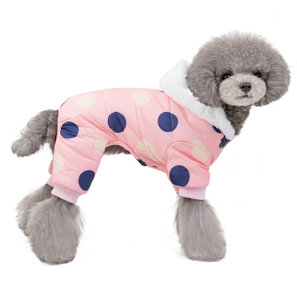 Hundejakke til vinter, Hundekåber Snebukser, Vindtæt Hvalpe Pufferjakke, Vintervest til Hunde (Pink)