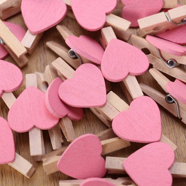 50 stk Mini Tre Klyper Klesklyper Håndverk Klyper med Hjerter for Bryllup Fest Valentinsdag Dekorasjon