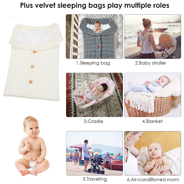 Nyfödd Babyfilt Swaddlefilt Stickad Sovsovsäck Mottagningsfiltar