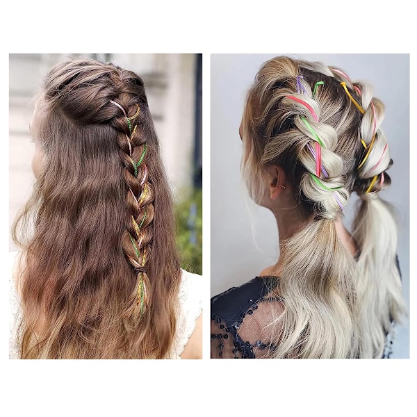 50 stk. Hårfletninger Assorterede Gradient Farverige Flettede Hårrebåndssæt til Hestehale Fletninger Kvinder Pige DIY Fletning Hårstyling Tilbehør Wraps