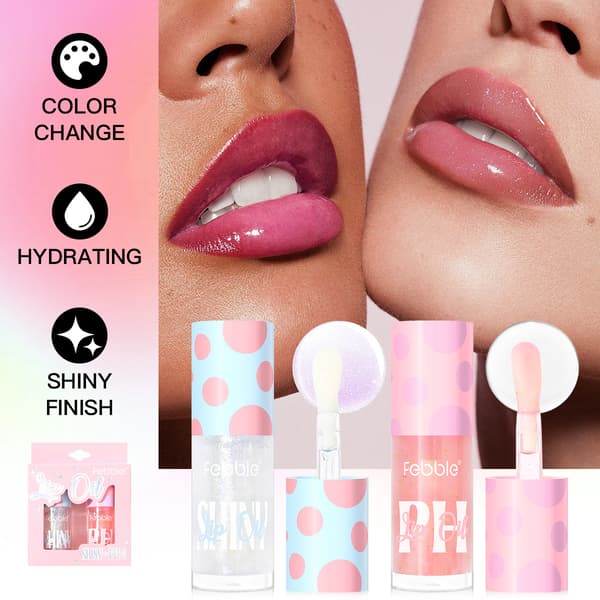 Moisturizing and Hydrating Lip Oil Set with Color-Changing Dots FBC068