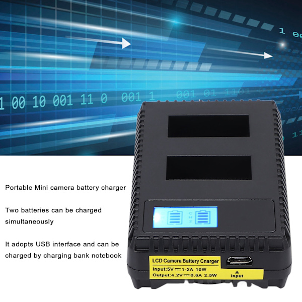 Dubbel USB Batteriladdare LCD-Skärm Kamera Batteriladdare med 2 Batterier för Hero2 3