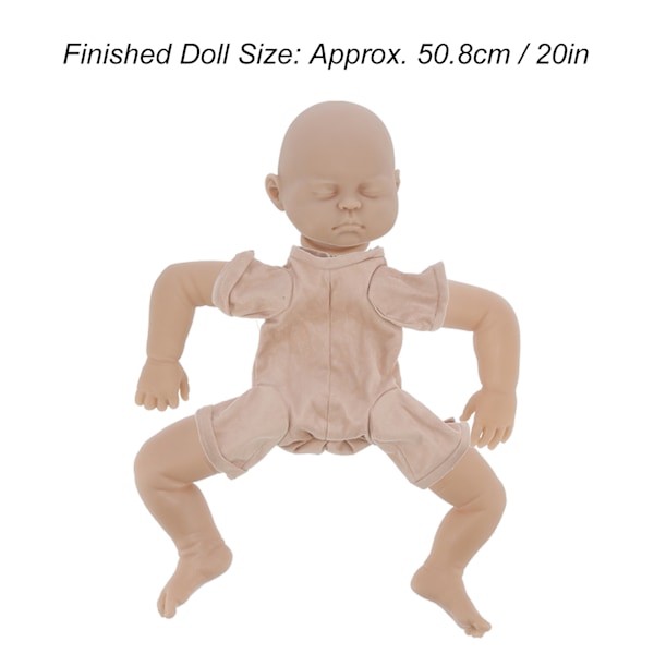 20 Tums Omålad Simulerad Reborn-docka Kit Oavslutad DIY Bebisdocka Formdelar Set
