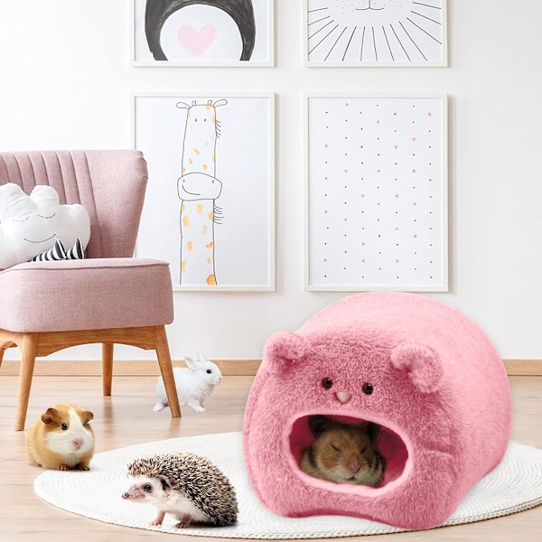 Varmt seng-hus for rotte og hamster, myk fleece-hytte, hengende hengekøye, søt leketøy-reir for små dyr