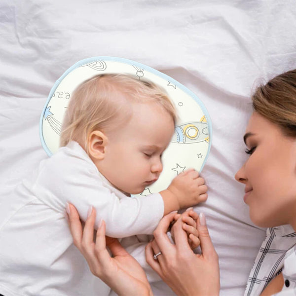 Söt Cartoon Bomulls Baby Formningskudde Minnesskum Ergonomisk Andningsbar Nyfödd Kudde för Sömnrymd
