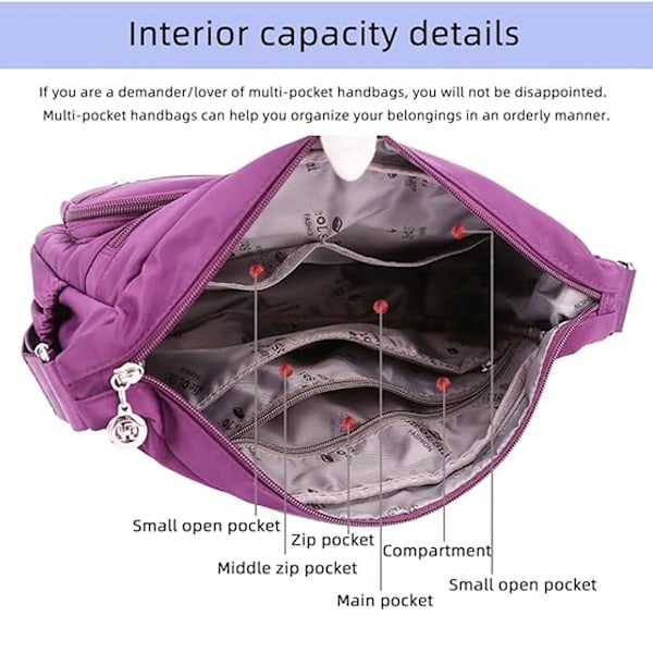Crossbody-väskor för kvinnor Trendig axelremsväska Crossbody-väska för kvinnor Vattentät Lätt Casual Axelhandväska Plånbok Ryggsäck