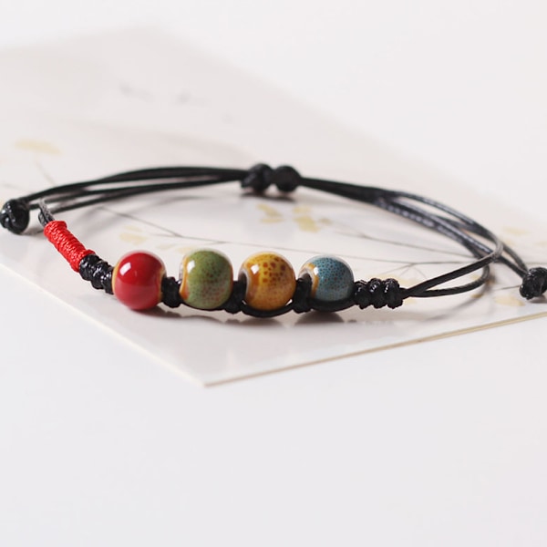 2-pack armband i färgad keramik, enkel etnisk stil, handkedja för kvinnor och flickor, present till henne och honom