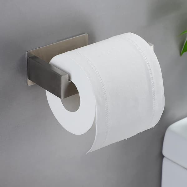 Selvklæbende toiletpapirholder uden boring, børstet rustfrit stål toiletpapirholder