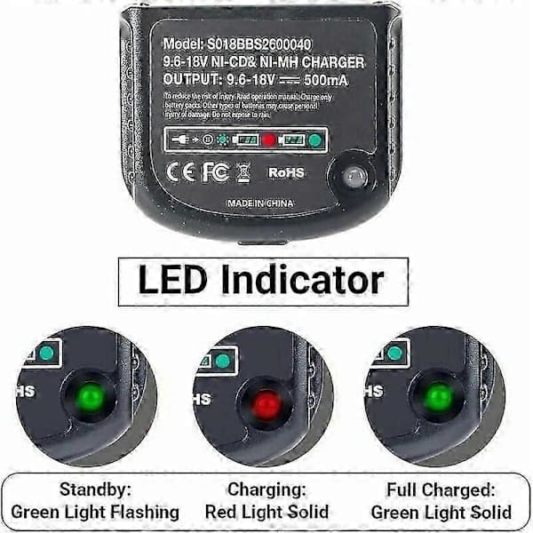 Black & Decker 9.6V 12V 14.4V 18V NiCd/NiMH batteriladdare HPB18-OPE