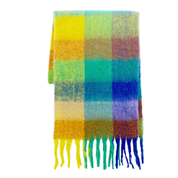 Kvinnors K Cashmere Stor Färgad Rutig Halsduk Vinter Varm Wrap Halsduk