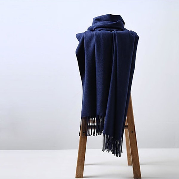 Kvinners Tykk Myk Kashmir Ull Pashmina Sjal Wrap Sjal - Varmt Ensfarget Stole
