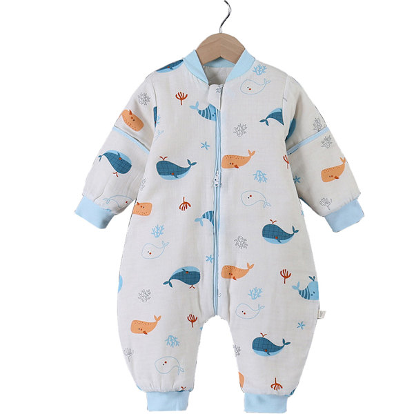 Spädbarnssovsäck med långa ärmar i bomull, Unisex-sovsäckar