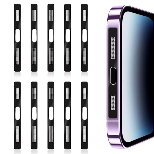 Telefonhögtalare anti-damm mesh för iPhone 12/13/14 Pro Max fyrkantig form 10-pack Svart