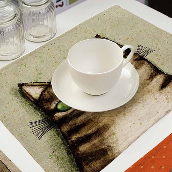 Unique Designed Delicate Environmental Hand Painted Animal Cotton Linen Placemat(MC0036-9)