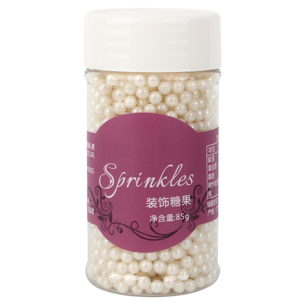 4mm Små Hvite Perler Perle Spiselig Perle Sukkerkule Fondant DIY Kakebaking 85g