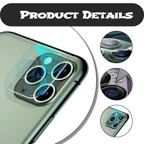 iPhone 11 Pro Kamera Linsebeskyttelse Hærdet Glas 0,2mm Transparent