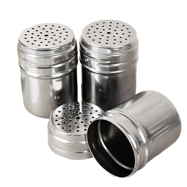 2 st Powder Sugar Shaker Duster Dredges, Pulver Sugar Shaker i rostfritt stål med lock, Sifter Mudder för pulveriserad Socker Peppar Kanel Pulver Kakao