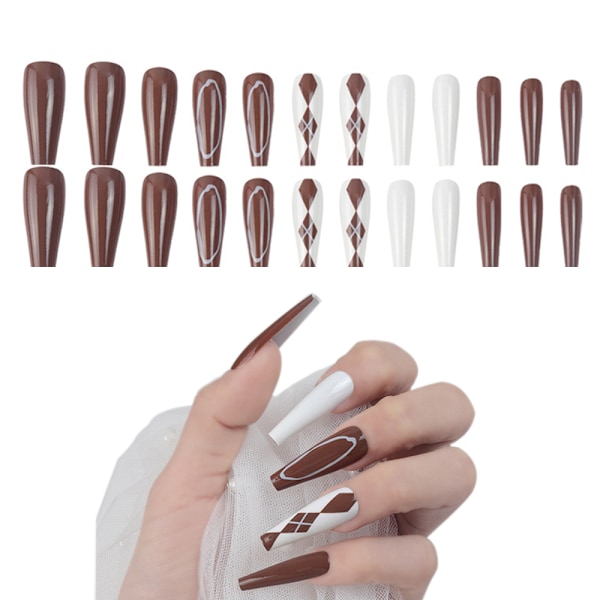 Aftagelige falske negleplader i model, lange negle, Ballet Nail tip, Negleplader (24 stk)